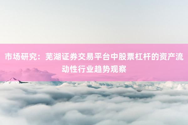 市场研究：芜湖证券交易平台中股票杠杆的资产流动性行业趋势观察