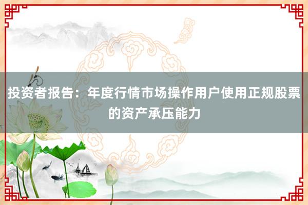 投资者报告：年度行情市场操作用户使用正规股票的资产承压能力