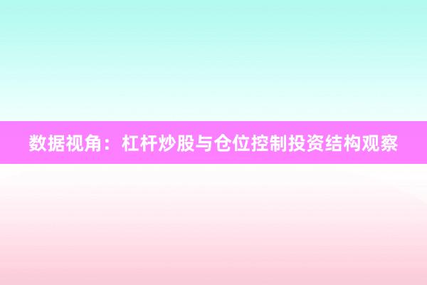 数据视角：杠杆炒股与仓位控制投资结构观察
