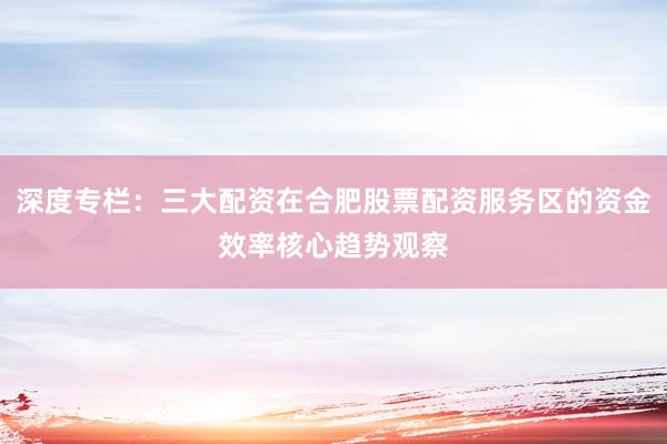 深度专栏：三大配资在合肥股票配资服务区的资金效率核心趋势观察