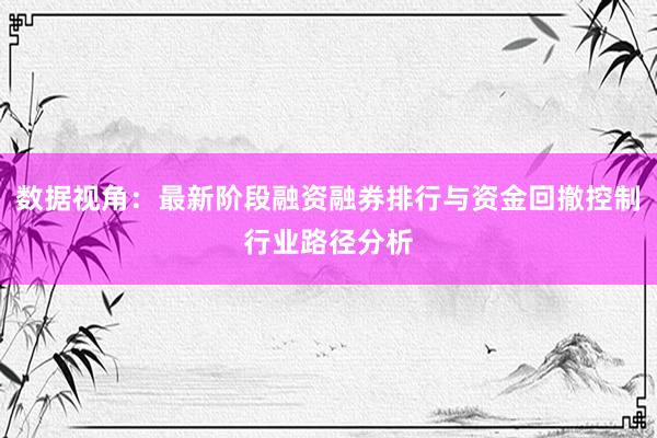 数据视角：最新阶段融资融券排行与资金回撤控制行业路径分析
