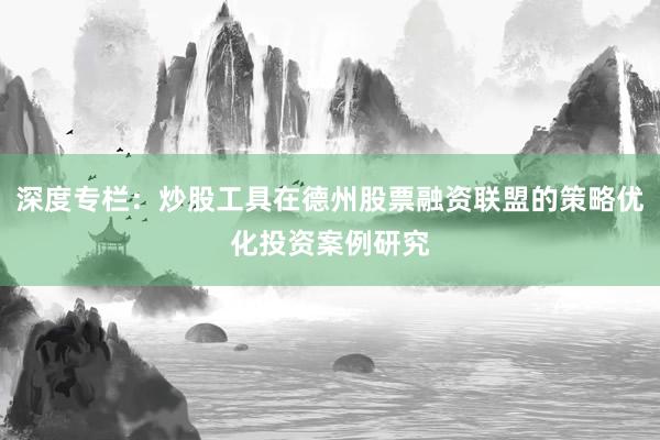 深度专栏：炒股工具在德州股票融资联盟的策略优化投资案例研究