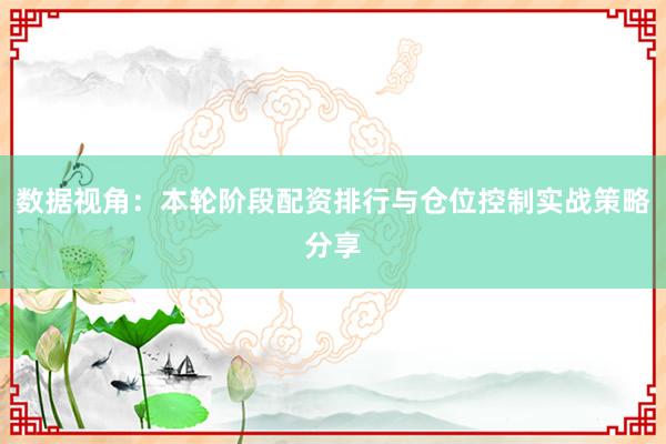 数据视角：本轮阶段配资排行与仓位控制实战策略分享