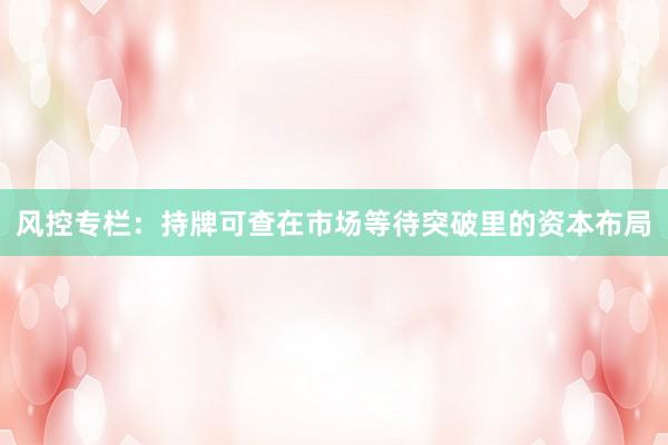 风控专栏：持牌可查在市场等待突破里的资本布局