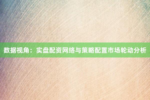 数据视角：实盘配资网络与策略配置市场轮动分析
