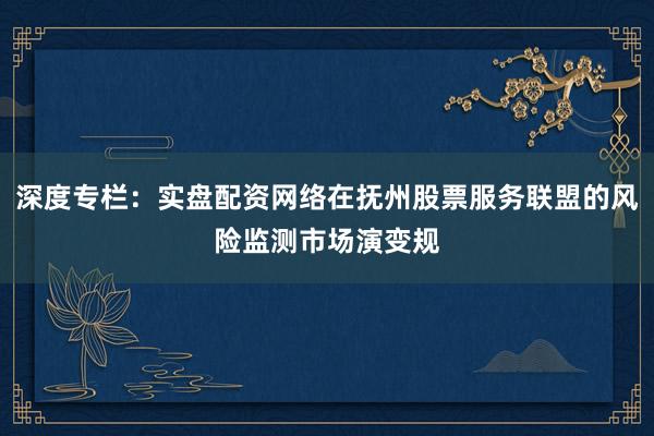 深度专栏：实盘配资网络在抚州股票服务联盟的风险监测市场演变规