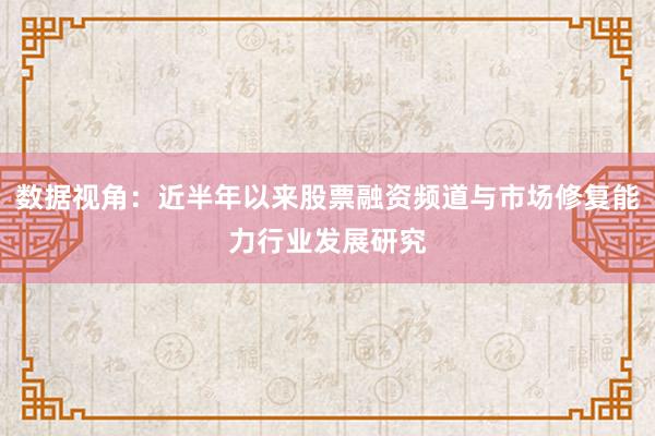 数据视角：近半年以来股票融资频道与市场修复能力行业发展研究