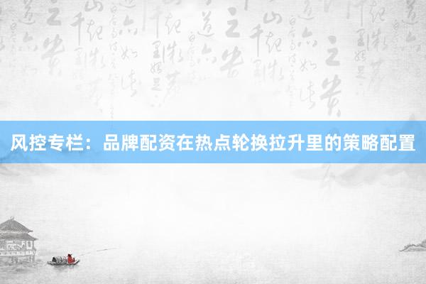 风控专栏：品牌配资在热点轮换拉升里的策略配置