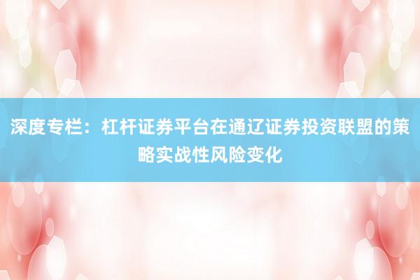 深度专栏：杠杆证券平台在通辽证券投资联盟的策略实战性风险变化