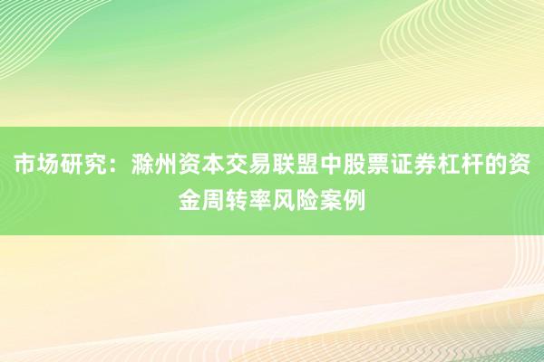 市场研究：滁州资本交易联盟中股票证券杠杆的资金周转率风险案例