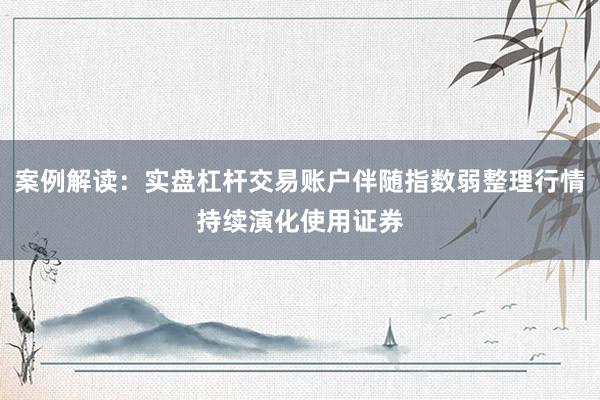 案例解读：实盘杠杆交易账户伴随指数弱整理行情持续演化使用证券