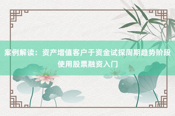 案例解读：资产增值客户于资金试探周期趋势阶段使用股票融资入门