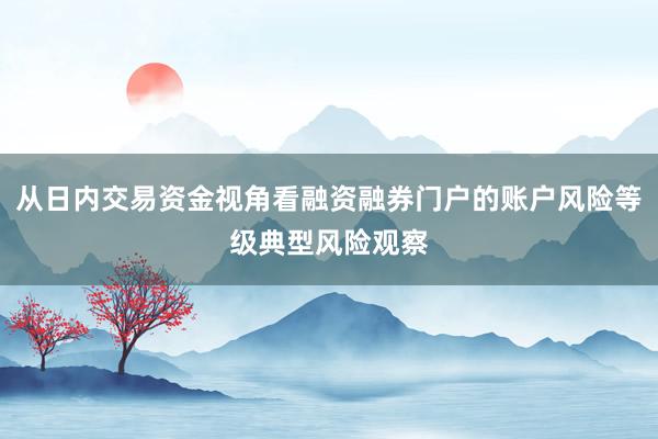从日内交易资金视角看融资融券门户的账户风险等级典型风险观察