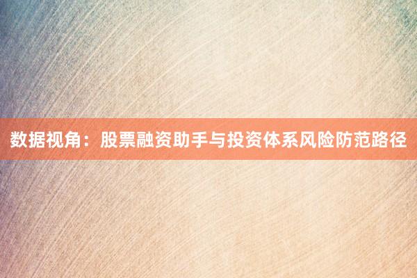 数据视角：股票融资助手与投资体系风险防范路径