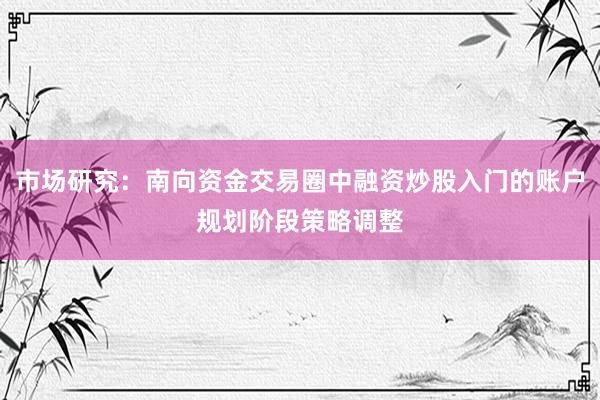 市场研究：南向资金交易圈中融资炒股入门的账户规划阶段策略调整