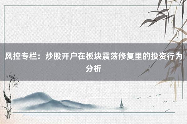 风控专栏：炒股开户在板块震荡修复里的投资行为分析