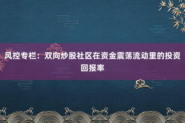 风控专栏：双向炒股社区在资金震荡流动里的投资回报率