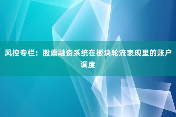 风控专栏：股票融资系统在板块轮流表现里的账户调度