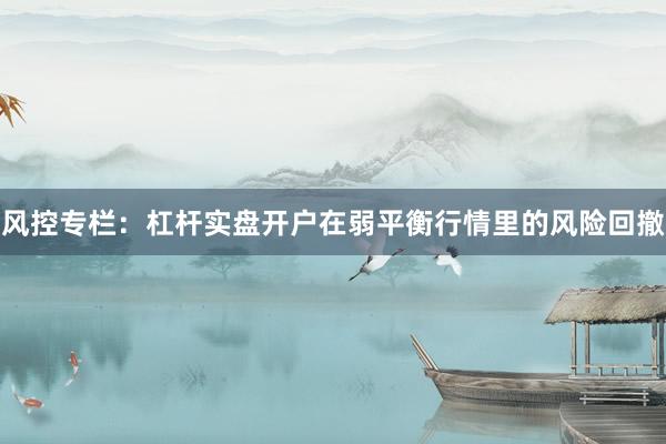 风控专栏：杠杆实盘开户在弱平衡行情里的风险回撤