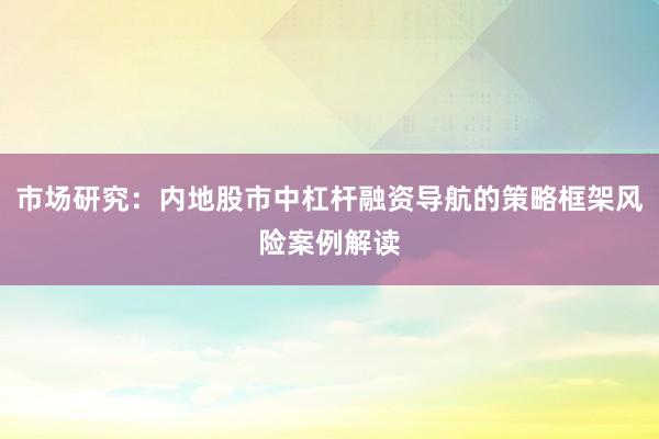 市场研究:内地股市中杠杆融资导航的策略框架风险案例解读