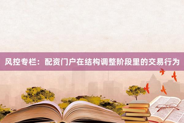 风控专栏：配资门户在结构调整阶段里的交易行为
