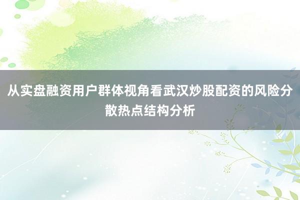 从实盘融资用户群体视角看武汉炒股配资的风险分散热点结构分析