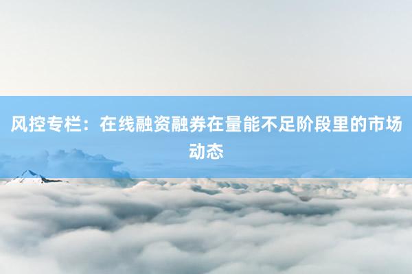 风控专栏：在线融资融券在量能不足阶段里的市场动态