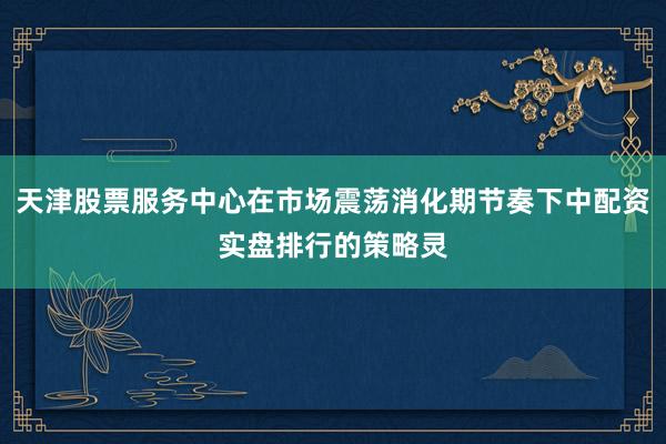 天津股票服务中心在市场震荡消化期节奏下中配资实盘排行的策略灵