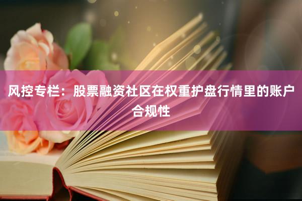 风控专栏：股票融资社区在权重护盘行情里的账户合规性