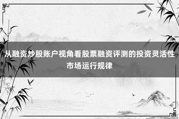 从融资炒股账户视角看股票融资评测的投资灵活性市场运行规律