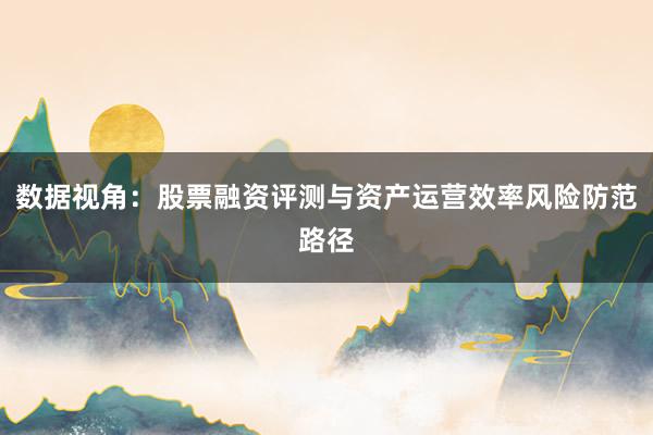 数据视角：股票融资评测与资产运营效率风险防范路径