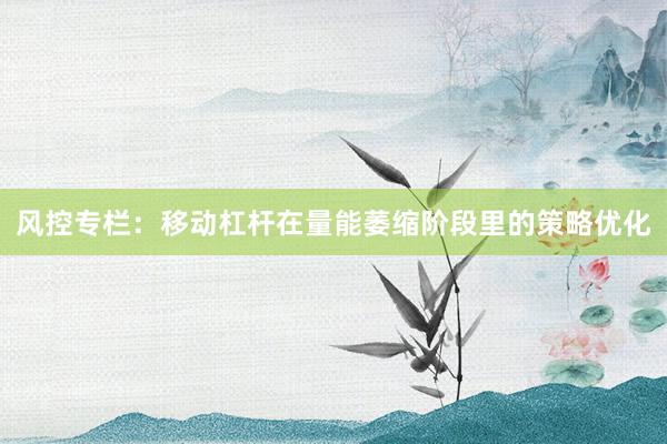 风控专栏：移动杠杆在量能萎缩阶段里的策略优化