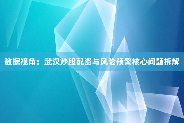 数据视角：武汉炒股配资与风险预警核心问题拆解
