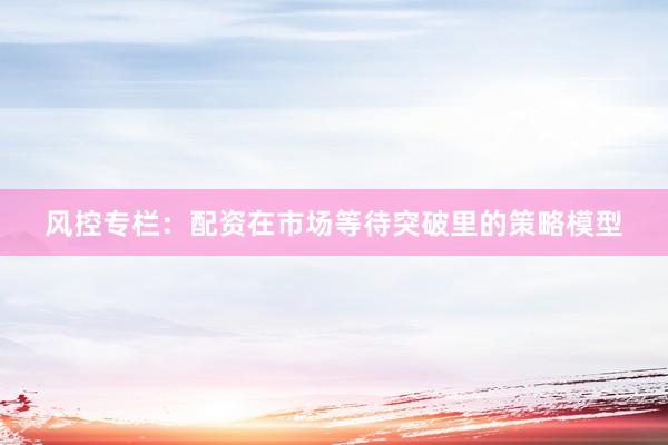 风控专栏：配资在市场等待突破里的策略模型
