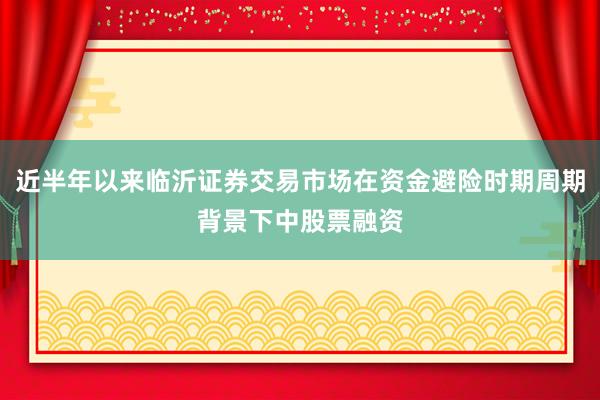近半年以来临沂证券交易市场在资金避险时期周期背景下中股票融资
