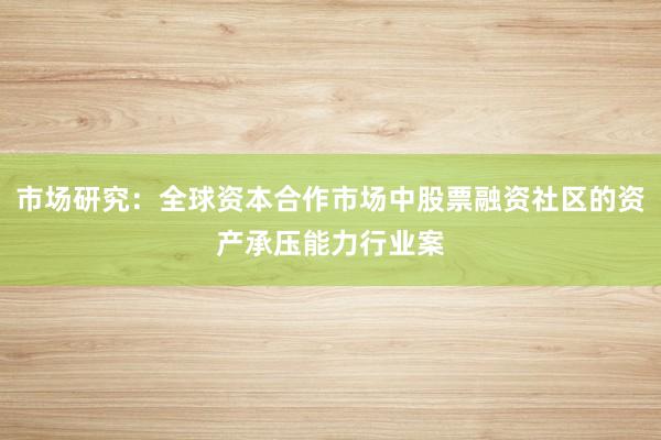 市场研究：全球资本合作市场中股票融资社区的资产承压能力行业案