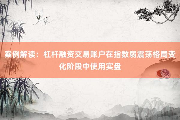 案例解读：杠杆融资交易账户在指数弱震荡格局变化阶段中使用实盘