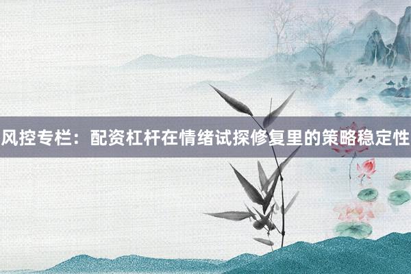 风控专栏：配资杠杆在情绪试探修复里的策略稳定性