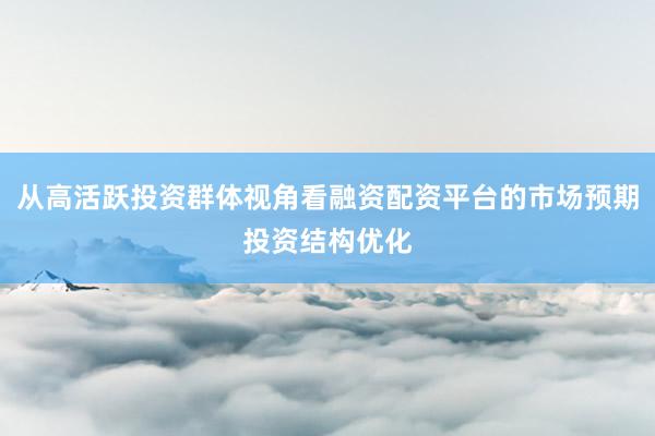 从高活跃投资群体视角看融资配资平台的市场预期投资结构优化