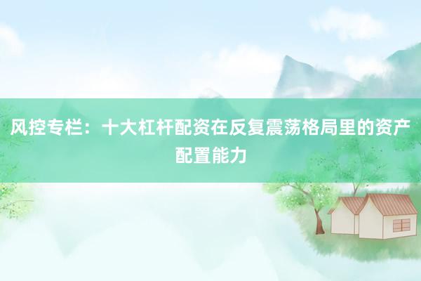 风控专栏：十大杠杆配资在反复震荡格局里的资产配置能力