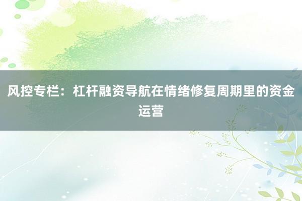 风控专栏：杠杆融资导航在情绪修复周期里的资金运营