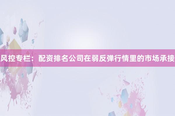 风控专栏：配资排名公司在弱反弹行情里的市场承接