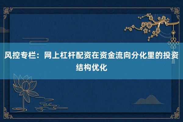 风控专栏：网上杠杆配资在资金流向分化里的投资结构优化