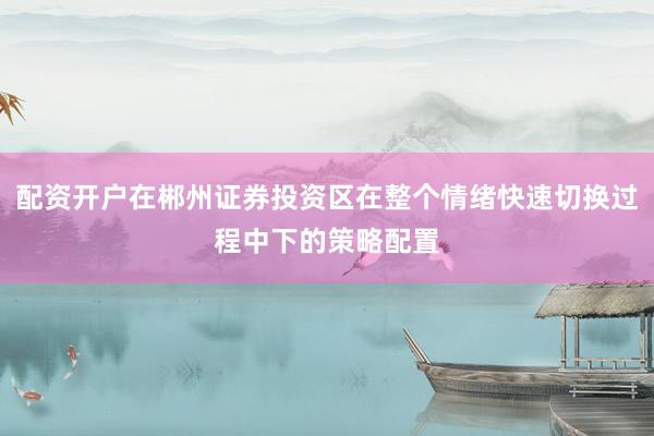 配资开户在郴州证券投资区在整个情绪快速切换过程中下的策略配置