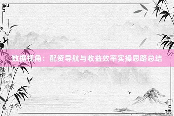 数据视角：配资导航与收益效率实操思路总结