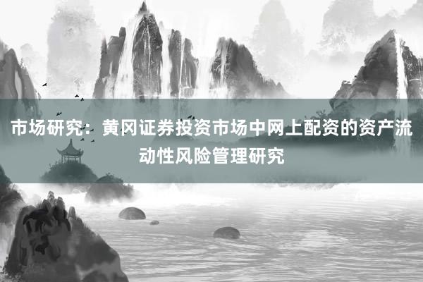 市场研究：黄冈证券投资市场中网上配资的资产流动性风险管理研究