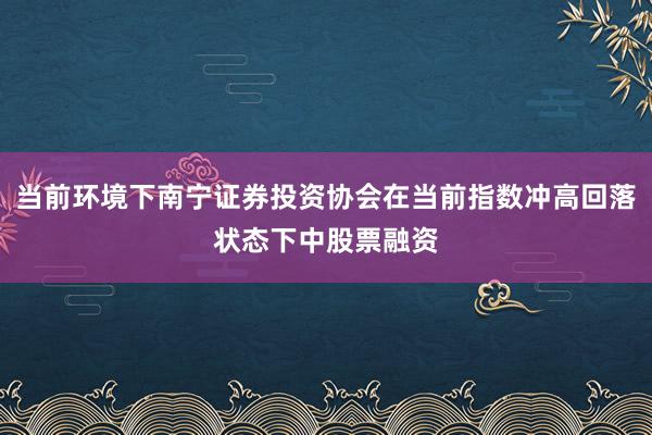 当前环境下南宁证券投资协会在当前指数冲高回落状态下中股票融资