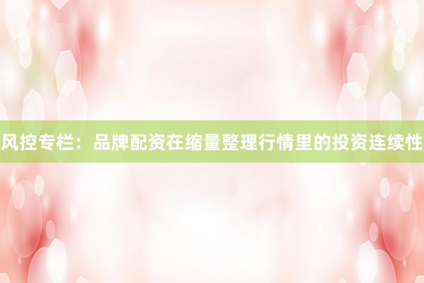 风控专栏：品牌配资在缩量整理行情里的投资连续性