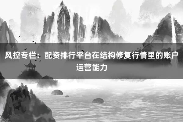 风控专栏：配资排行平台在结构修复行情里的账户运营能力