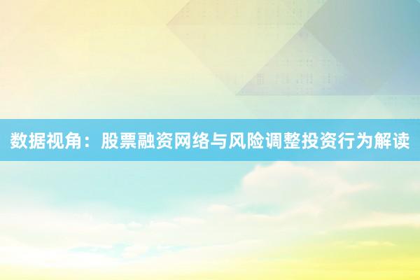 数据视角：股票融资网络与风险调整投资行为解读